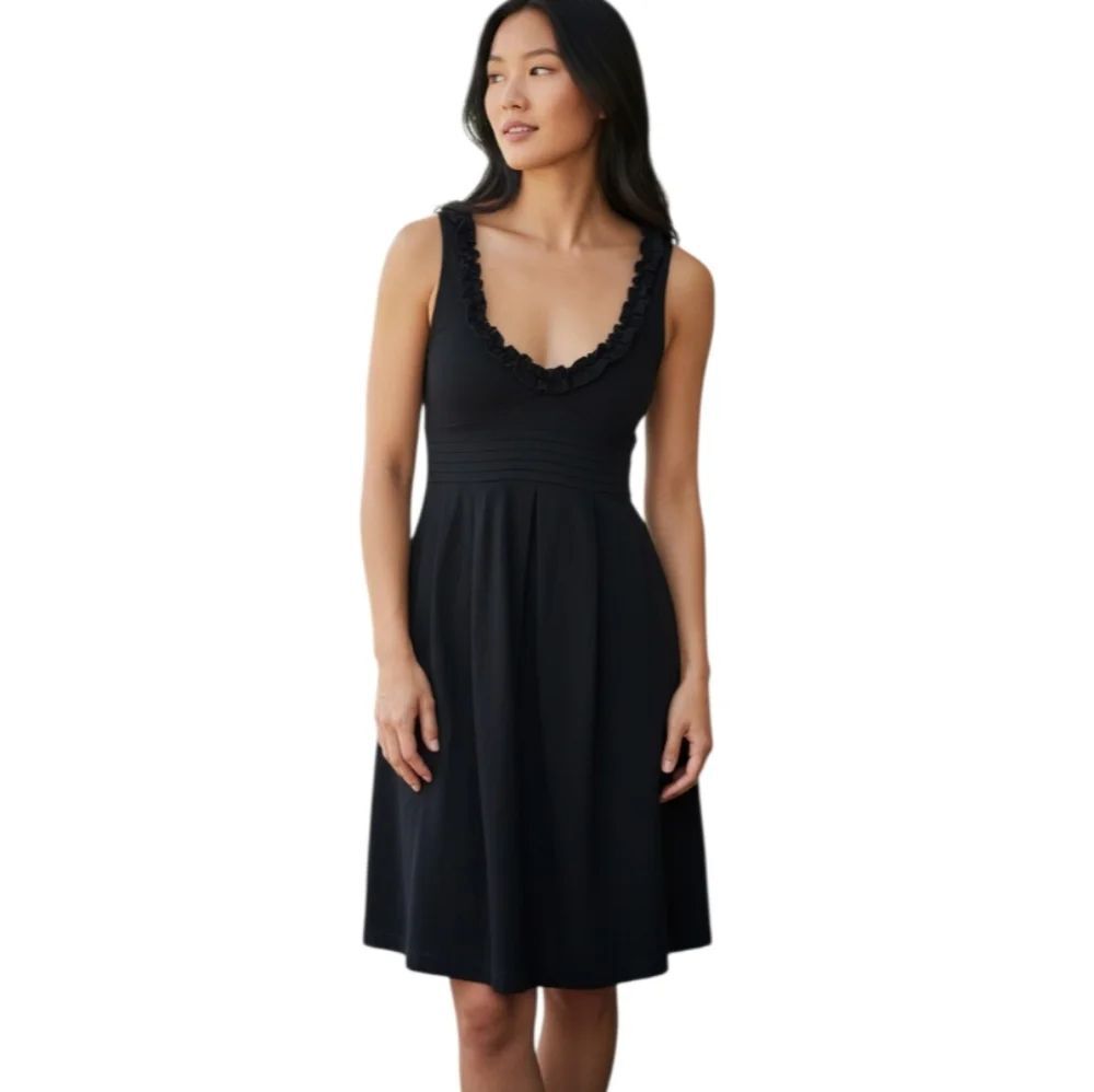 J.CREW BLACK RUFFLE DRESS SZ.2 EUC.